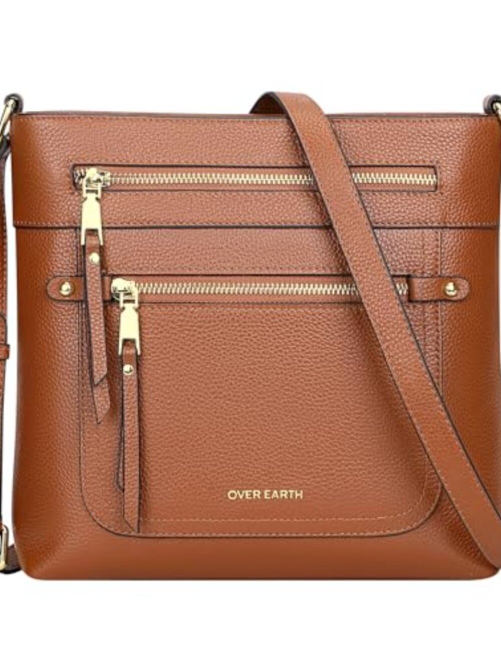 Genuine Leather Crossbody Bag Multi Pocket Adjustable Strap Women Purse